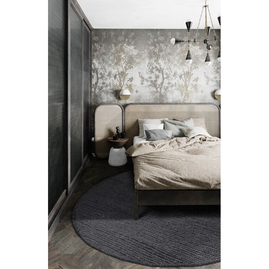 Natuurlijk rond vloerkleed FIR WOOL 160 cm 2600 g/m2 antraciet