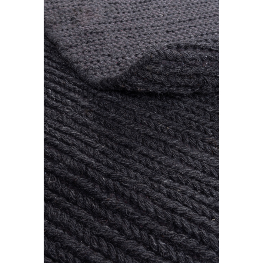 Natuurlijk rond vloerkleed FIR WOOL 160 cm 2600 g/m2 antraciet