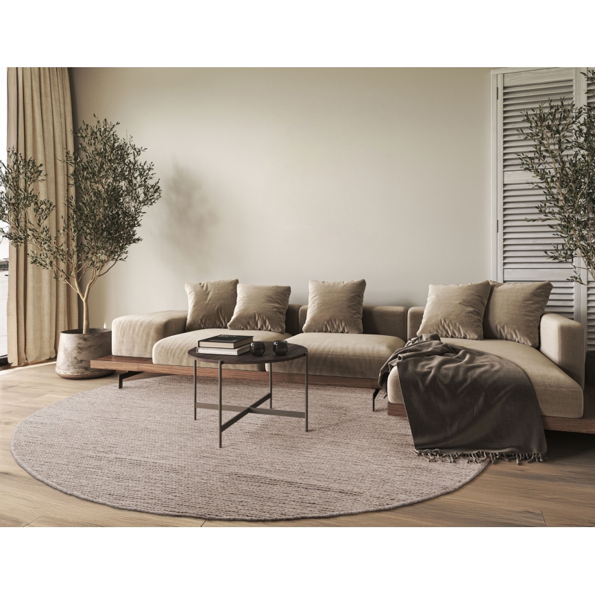 Natuurlijk rond vloerkleed FIR WOOL 160 cm 2600 g/m2 beige