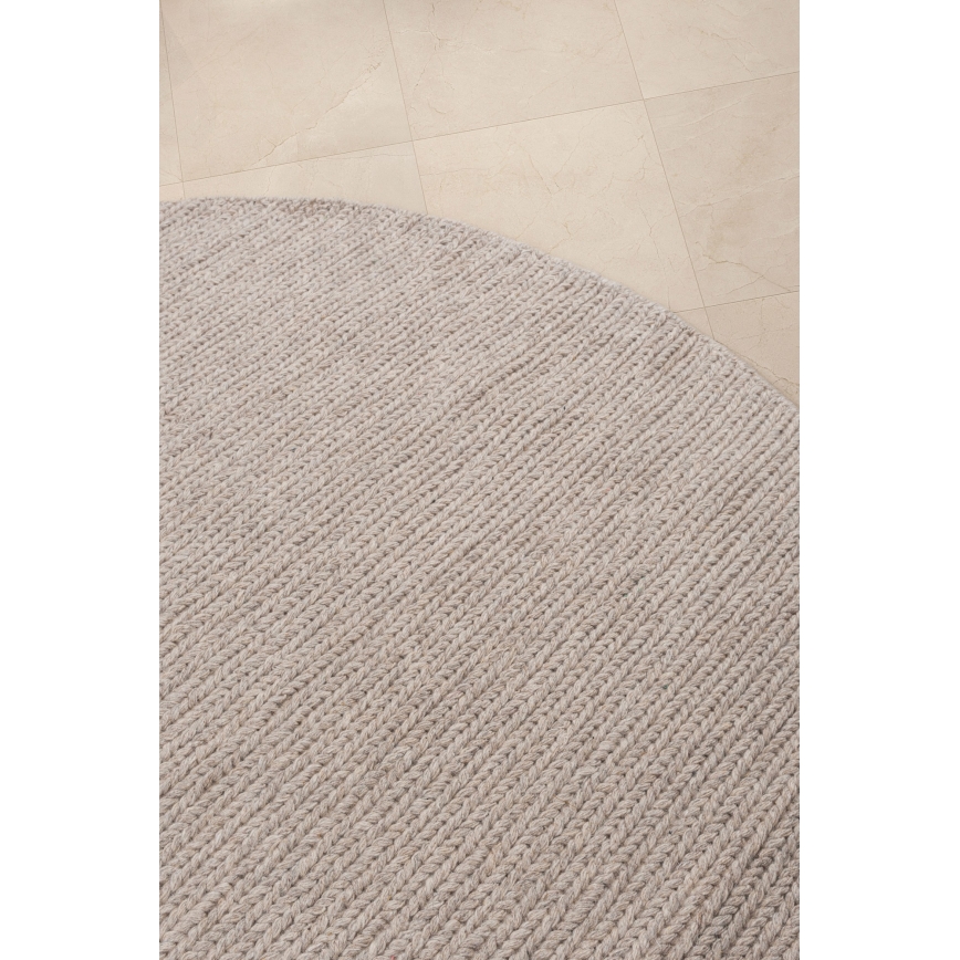 Natuurlijk rond vloerkleed FIR WOOL 160 cm 2600 g/m2 beige