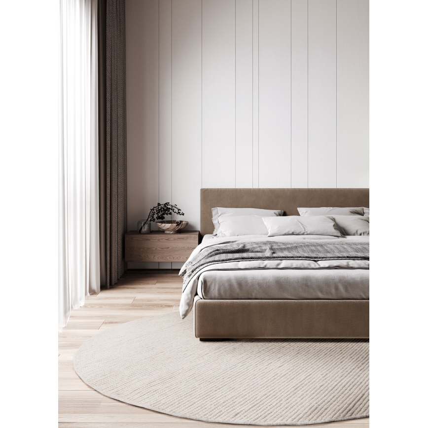Natuurlijk rond vloerkleed FIR WOOL 160 cm 2600 g/m2 crème
