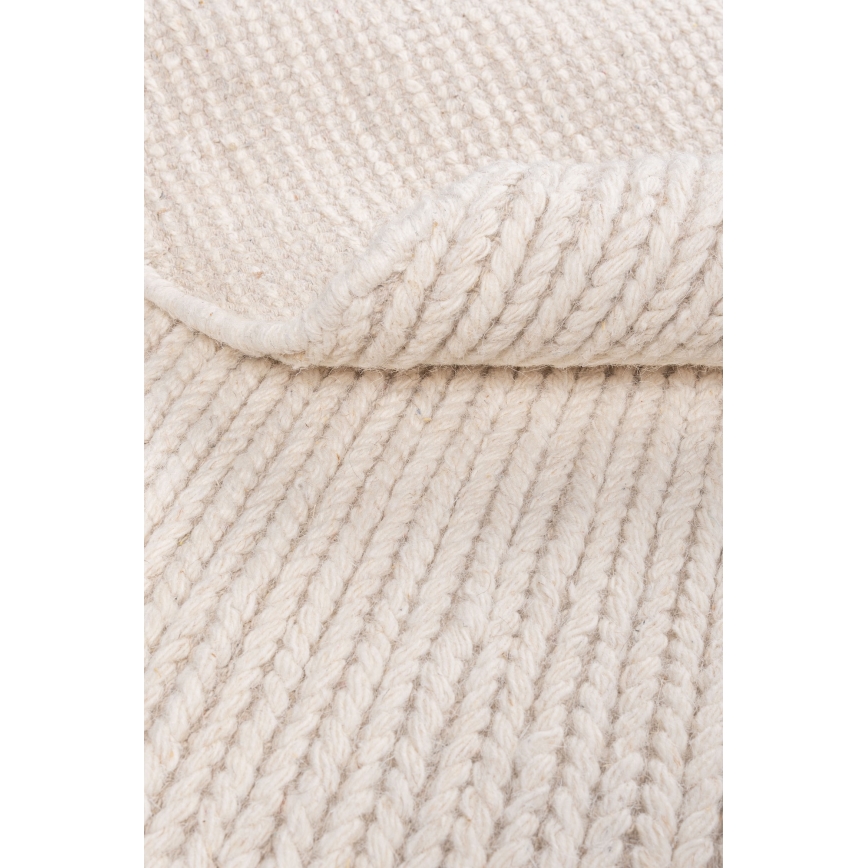 Natuurlijk rond vloerkleed FIR WOOL 160 cm 2600 g/m2 crème