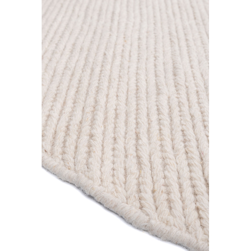 Natuurlijk rond vloerkleed FIR WOOL 160 cm 2600 g/m2 crème