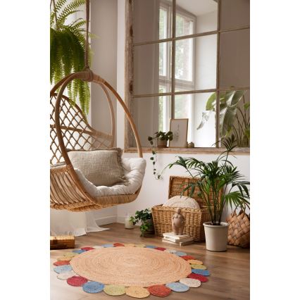Natuurlijk rond vloerkleed JUTA 120 cm, veelkleurig