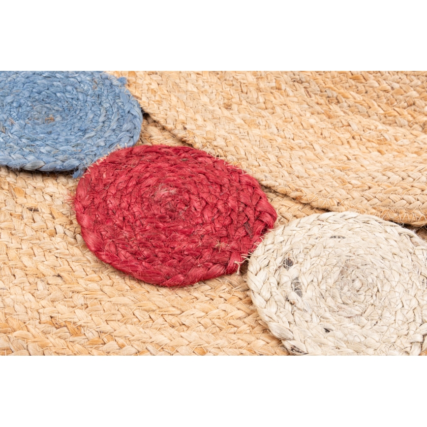 Natuurlijk rond vloerkleed JUTA 120 cm, veelkleurig