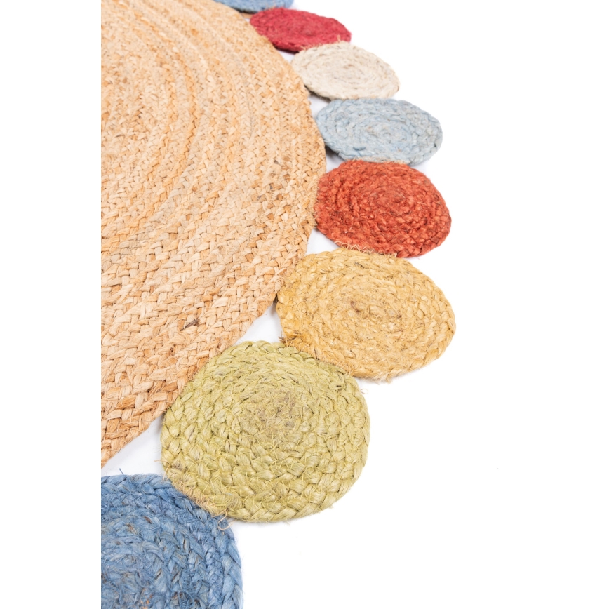 Natuurlijk rond vloerkleed JUTA 120 cm, veelkleurig