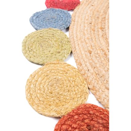 Natuurlijk rond vloerkleed JUTA 120 cm, veelkleurig