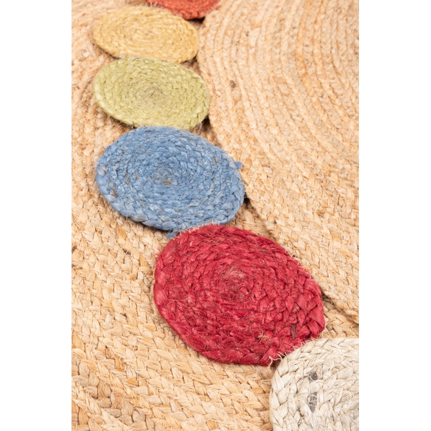 Natuurlijk rond vloerkleed JUTA 120 cm, veelkleurig