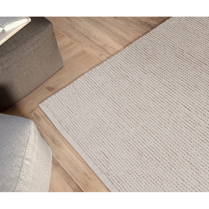 Natuurlijk vloerkleed FIR WOOL 200x300 cm 2600 g/m2 crème