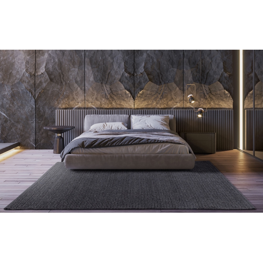 Natuurlijk vloerkleed FIR WOOL 70x140 cm 2600 g/m2 antraciet