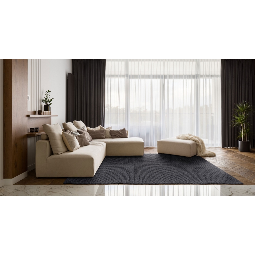 Natuurlijk vloerkleed FIR WOOL 70x140 cm 2600 g/m2 antraciet
