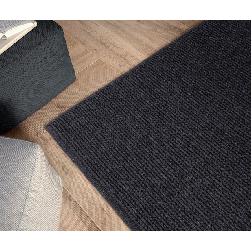 Natuurlijk vloerkleed FIR WOOL 70x140 cm 2600 g/m2 antraciet