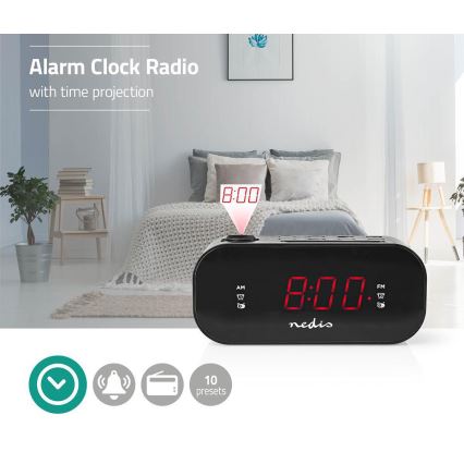 Radio Wekker met LED Display en projector 230V