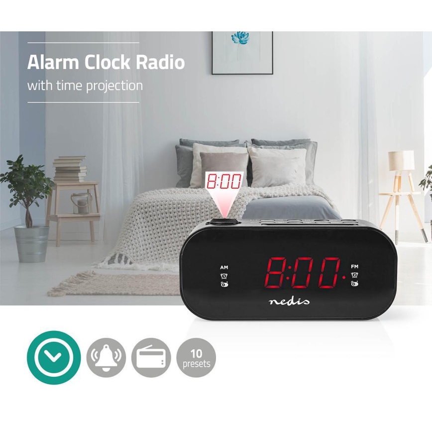 Radio Wekker met LED Display en projector 230V