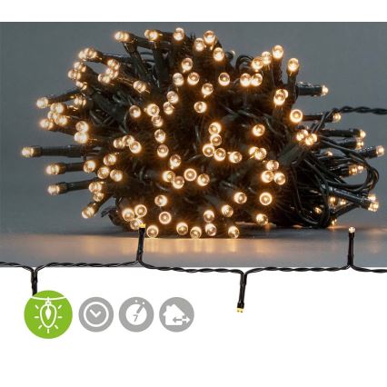 Guirlande lumineuse extérieure LED 192x LED/7 fonctions/3x AA 14,9 m IP44 blanc chaud