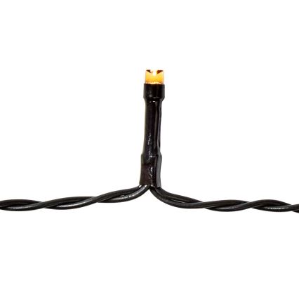 LED buiten kerstsnoer 96xLED/7 functies/3xAA 7,7m IP44 warm wit