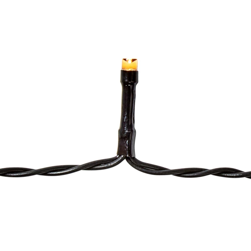 LED buiten kerstsnoer 96xLED/7 functies/3xAA 7,7m IP44 warm wit