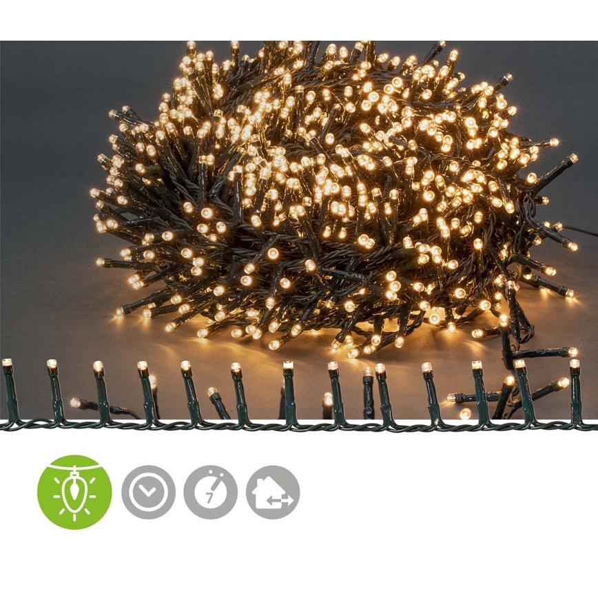 Guirlande de Noël d'extérieur 1200xLED/7 fonctions 27m IP44 blanc chaud