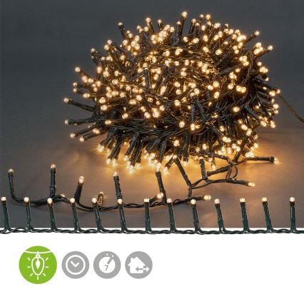 LED buiten kerstverlichting 400xLED/7 functies 11m IP44 warm wit