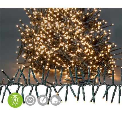 LED buiten kerstlichtsnoer 1512xLED/7 functies 14m IP44 warm wit