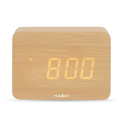 Réveil numérique à écran LED avec thermomètre, 5V/3xAAA, finition bois
