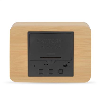 Réveil numérique à écran LED avec thermomètre, 5V/3xAAA, finition bois