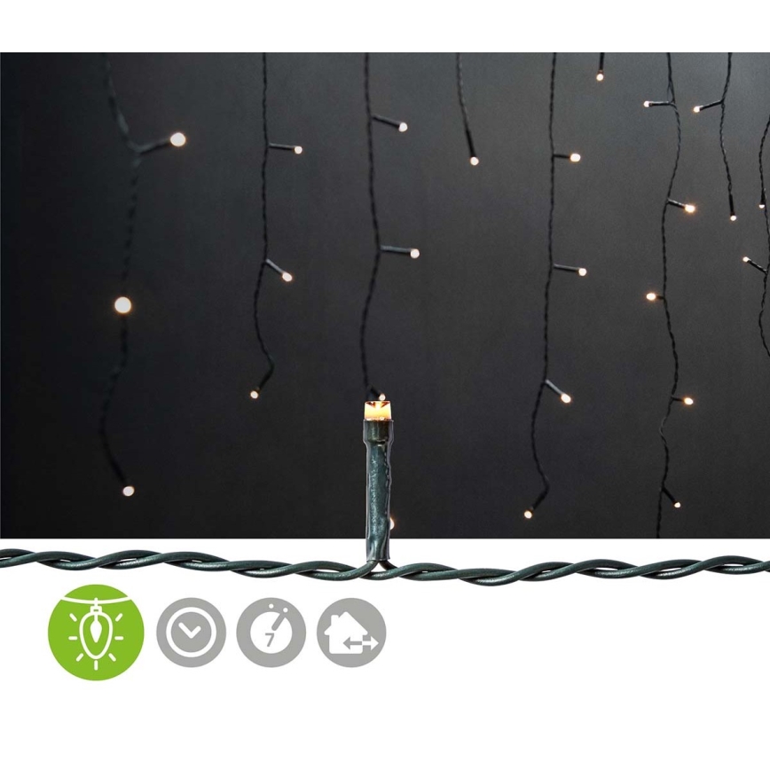 Rideau lumineux LED d'extérieur 180xLED/7 fonctions 10,9m IP44 blanc chaud