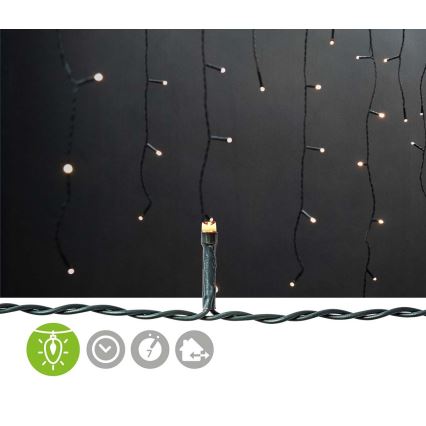 Rideau de Noël extérieur LED 180xLED/7 fonctions 10,9m IP44 blanc chaud