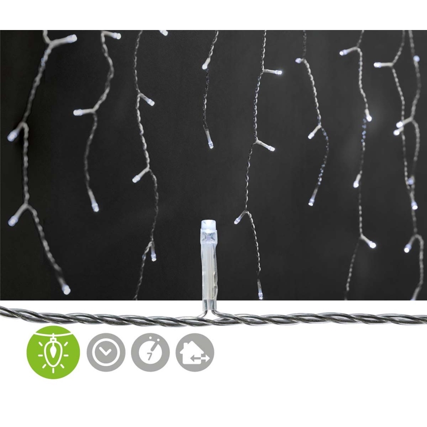 Rideau lumineux de Noël LED pour l'extérieur 180 LED / 7 fonctions 10,9 m IP44 blanc froid