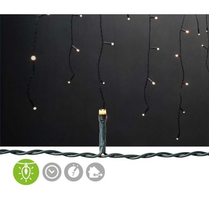 LED buiten kerstgordijn 360xLED/7 functies 14m IP44 warm wit