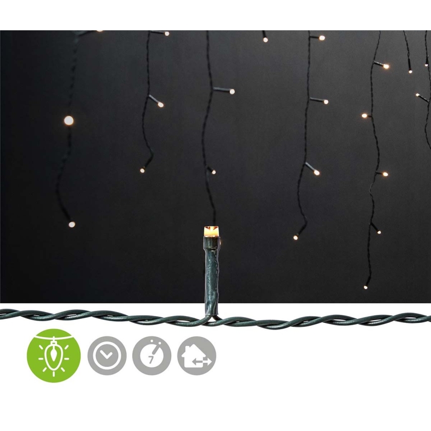 LED buiten kerstgordijn 360xLED/7 functies 14m IP44 warm wit