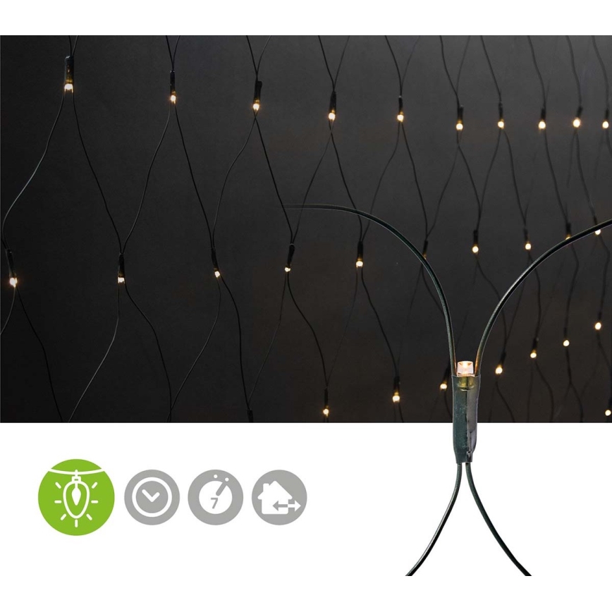 Rideau de Noël LED 160xLED/7 fonctions 5m IP44 blanc chaud