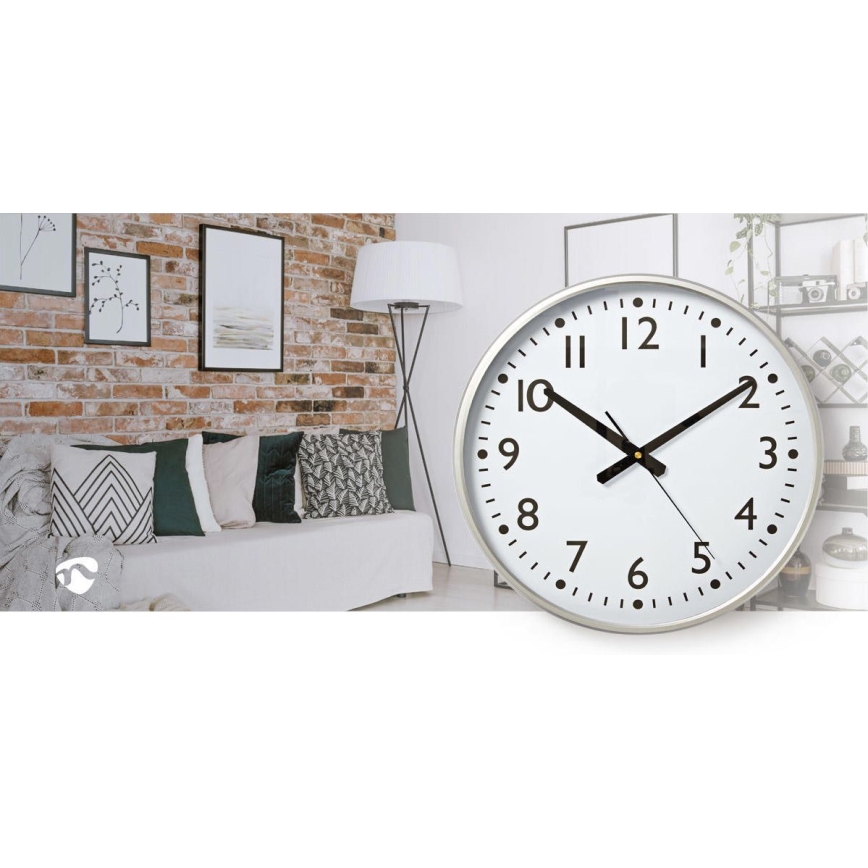 Wand klok diameter 38 cm 1xAA wit