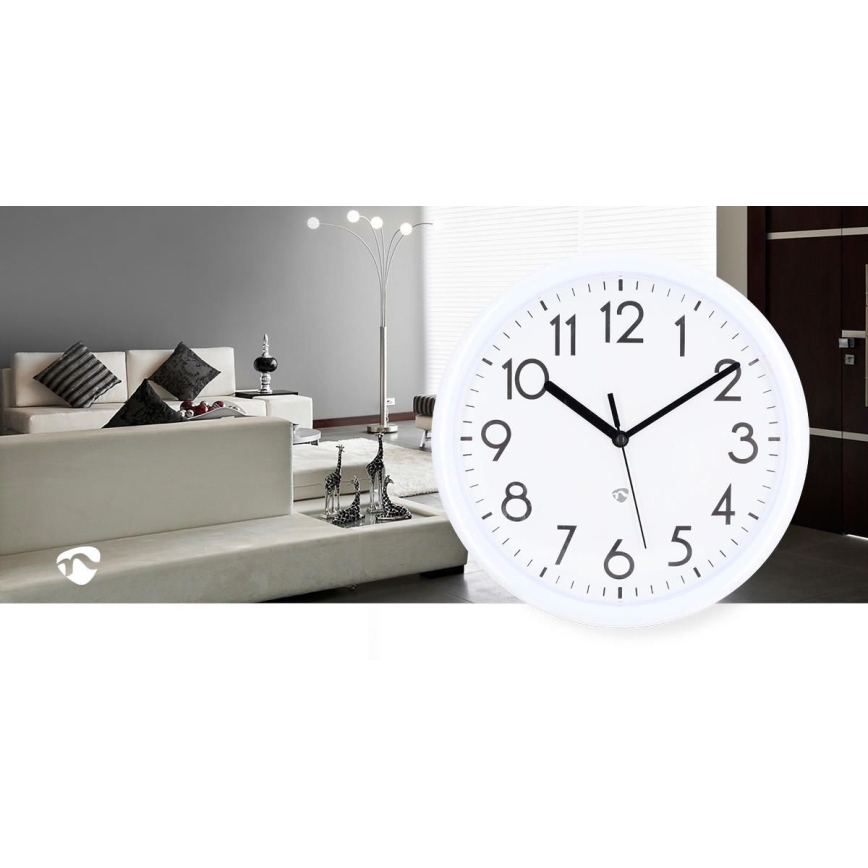 Wandklok Ø 22 cm 1xAA wit