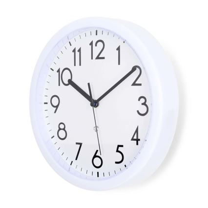 Wandklok Ø 22 cm 1xAA wit
