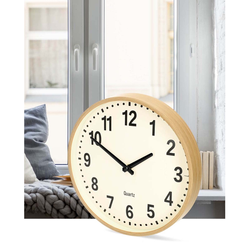 Horloge murale Ø 30,8 cm, 1xAA, en bois