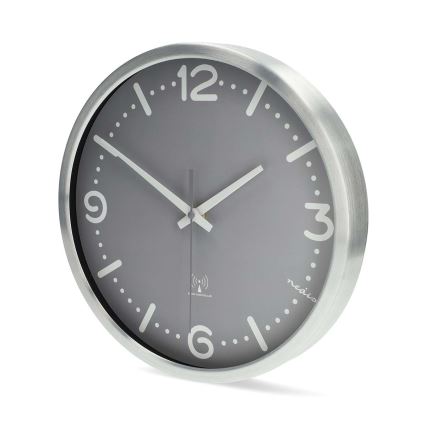 Horloge murale Ø 30,5 cm, 1xAA, chrome mat/gris