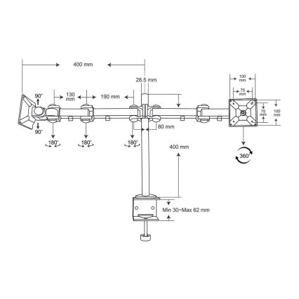 Socle pour deux écrans Full Motion 14-24”