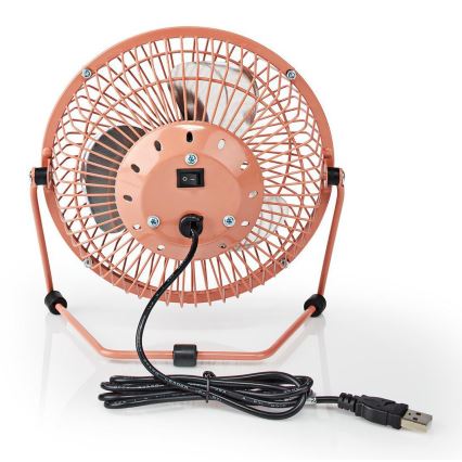 Tafel Ventilator 3W / USB 15 cm roze goud