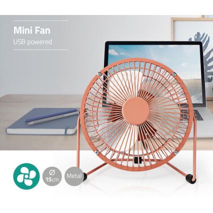 Ventilateur de table 3W/USB 15 cm or rose