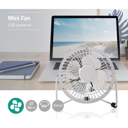 Ventilateur de table 3W/USB 10 cm blanc