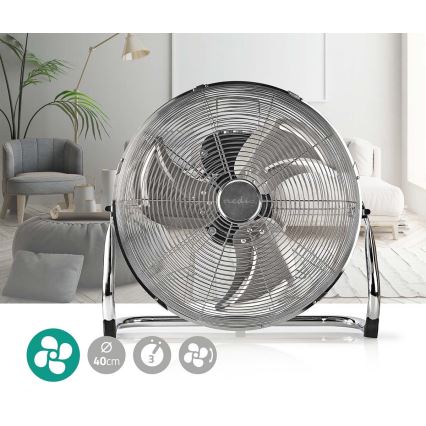 Staande ventilator 80W/230V glanzend chroom