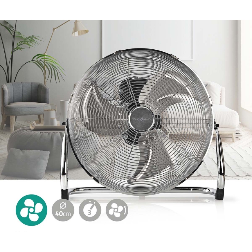 Vloerventilator 80W/230V glanzend chroom