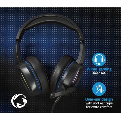 Casque gaming LED avec micro noir