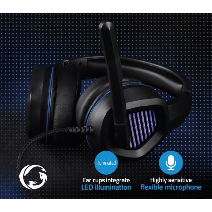 Casque gaming LED avec micro noir