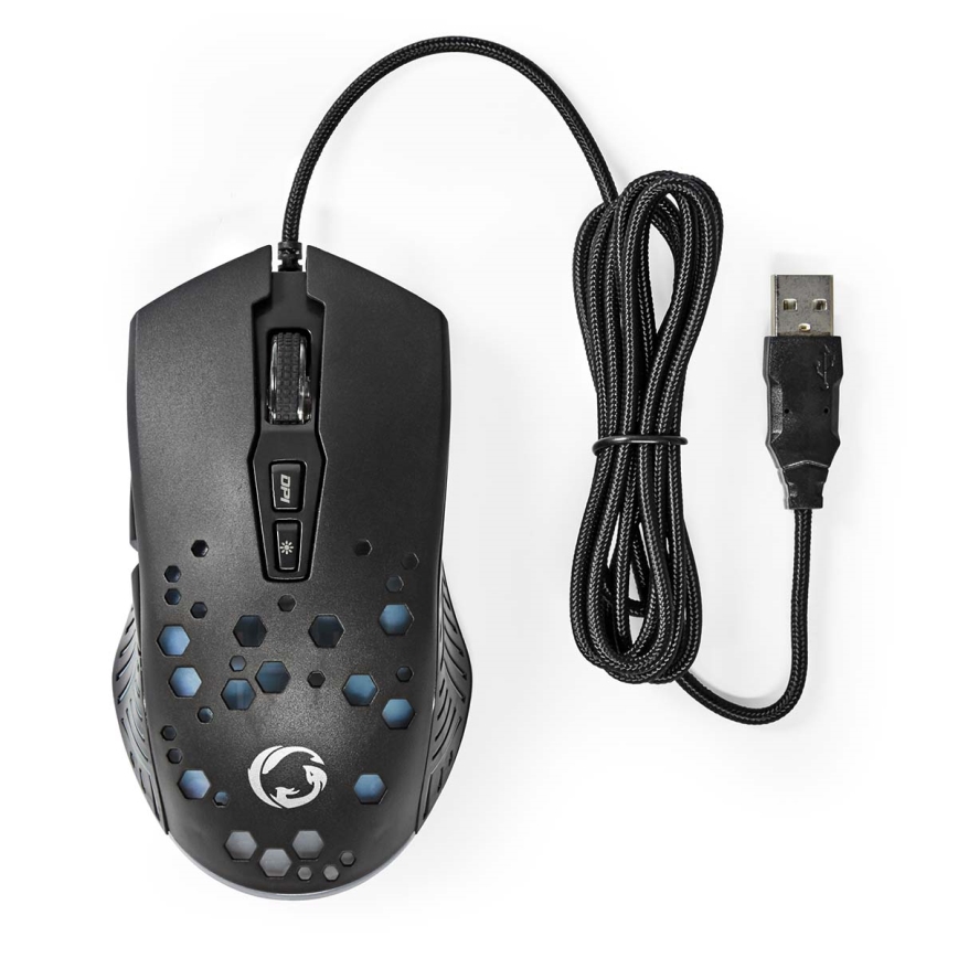 LED Gaming muis 800/1200/2400/3200/4800/7200 DPI 7 knoppen zwart