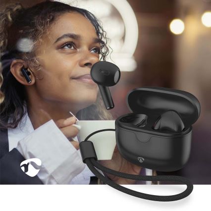 Draadloos earphones 250 mAh + 2x 30 mAh zwart