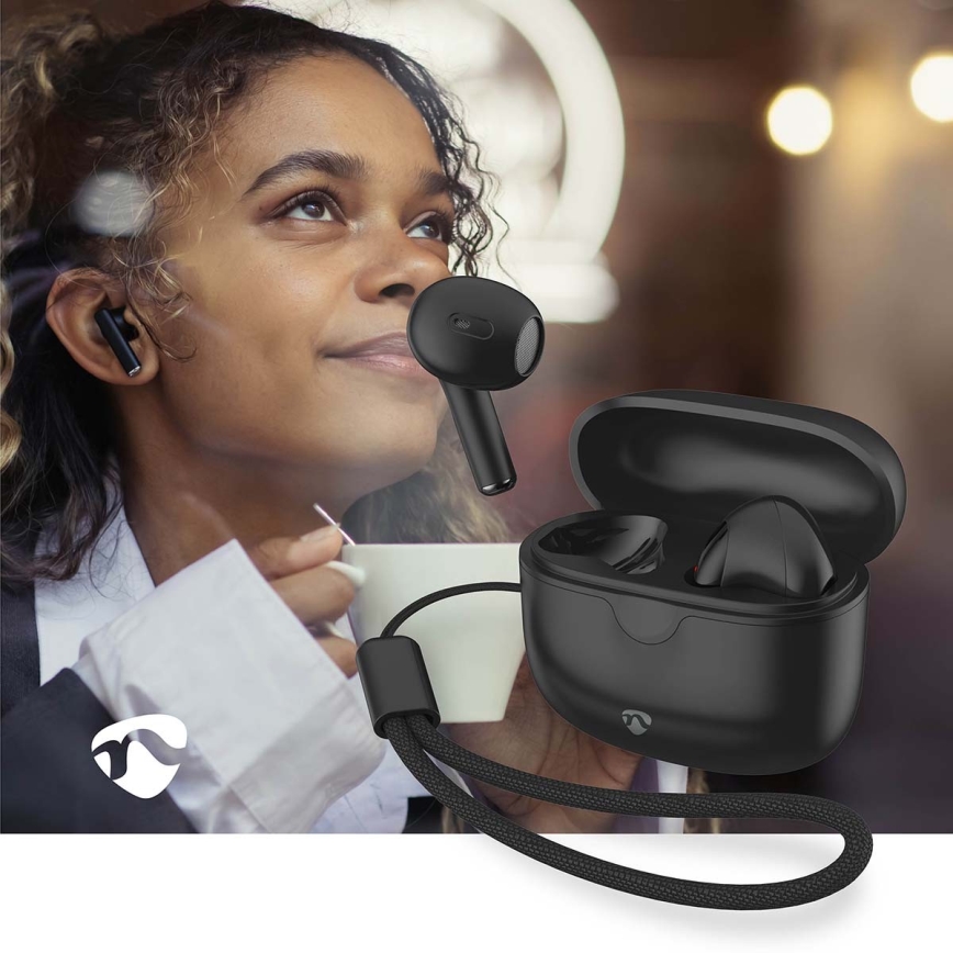 Draadloos earphones 250 mAh + 2x 30 mAh zwart