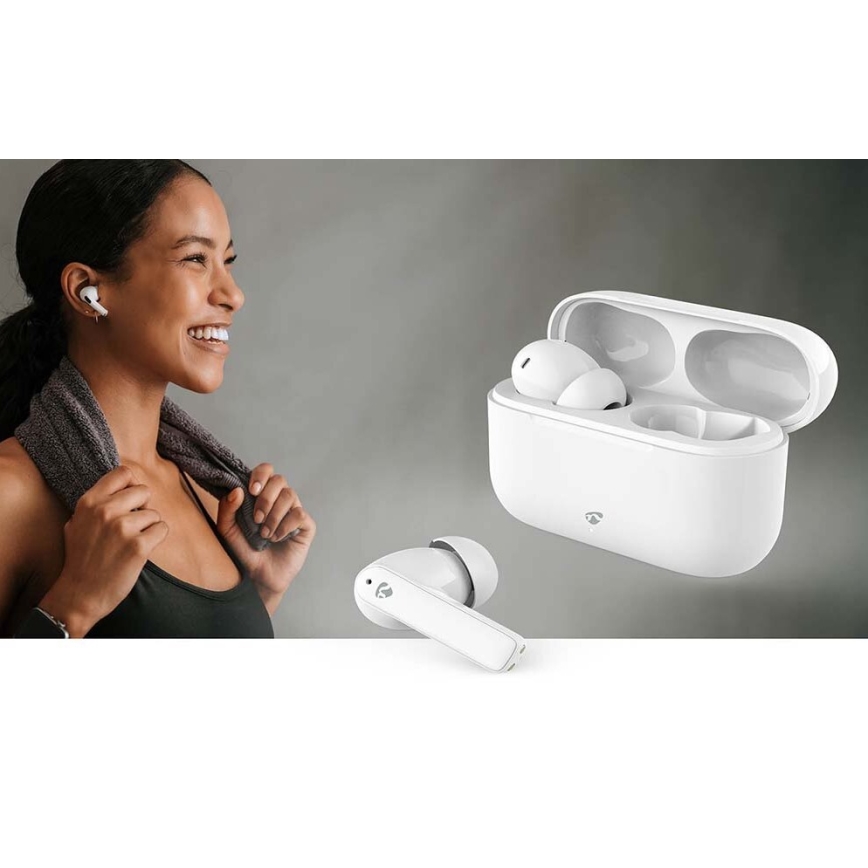 Draadloos earphones met ENC 450 mAh + 2x 40 mAh IPX4 wit