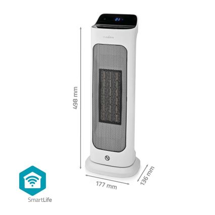 Ventilateur avec un élément chauffant en céramique Smartlife 400/2000W/230V Wi-Fi Tuya + télécommande